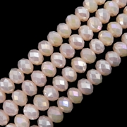 Krystalglas rondeller med glans. 4 mm. Creme/lys laks.